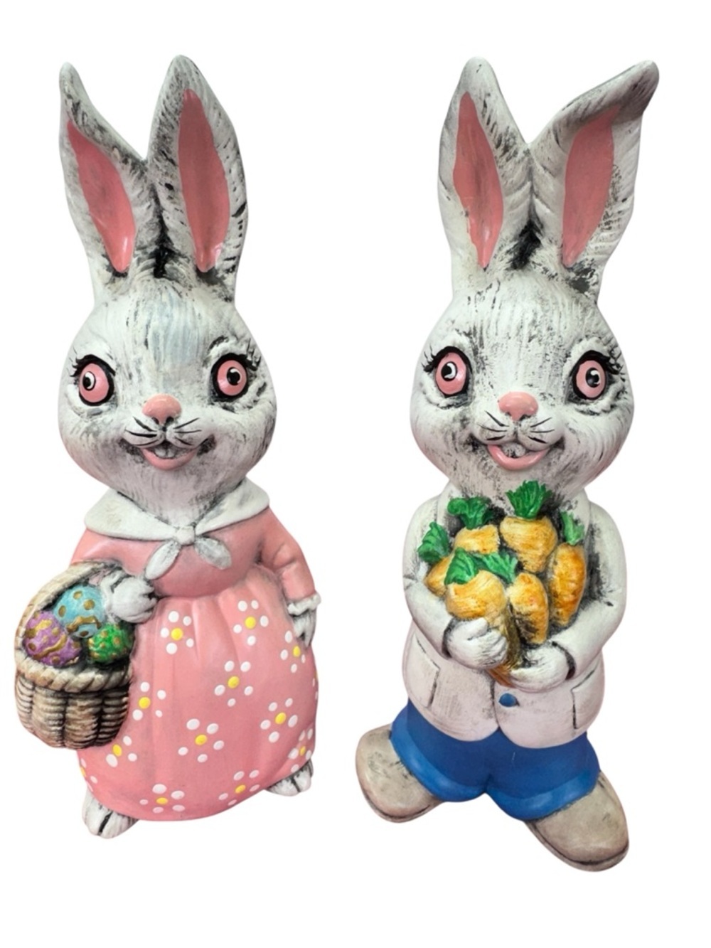 Easter Bunny Pair Figurines - Pink & Blue - Picture 2 of 5